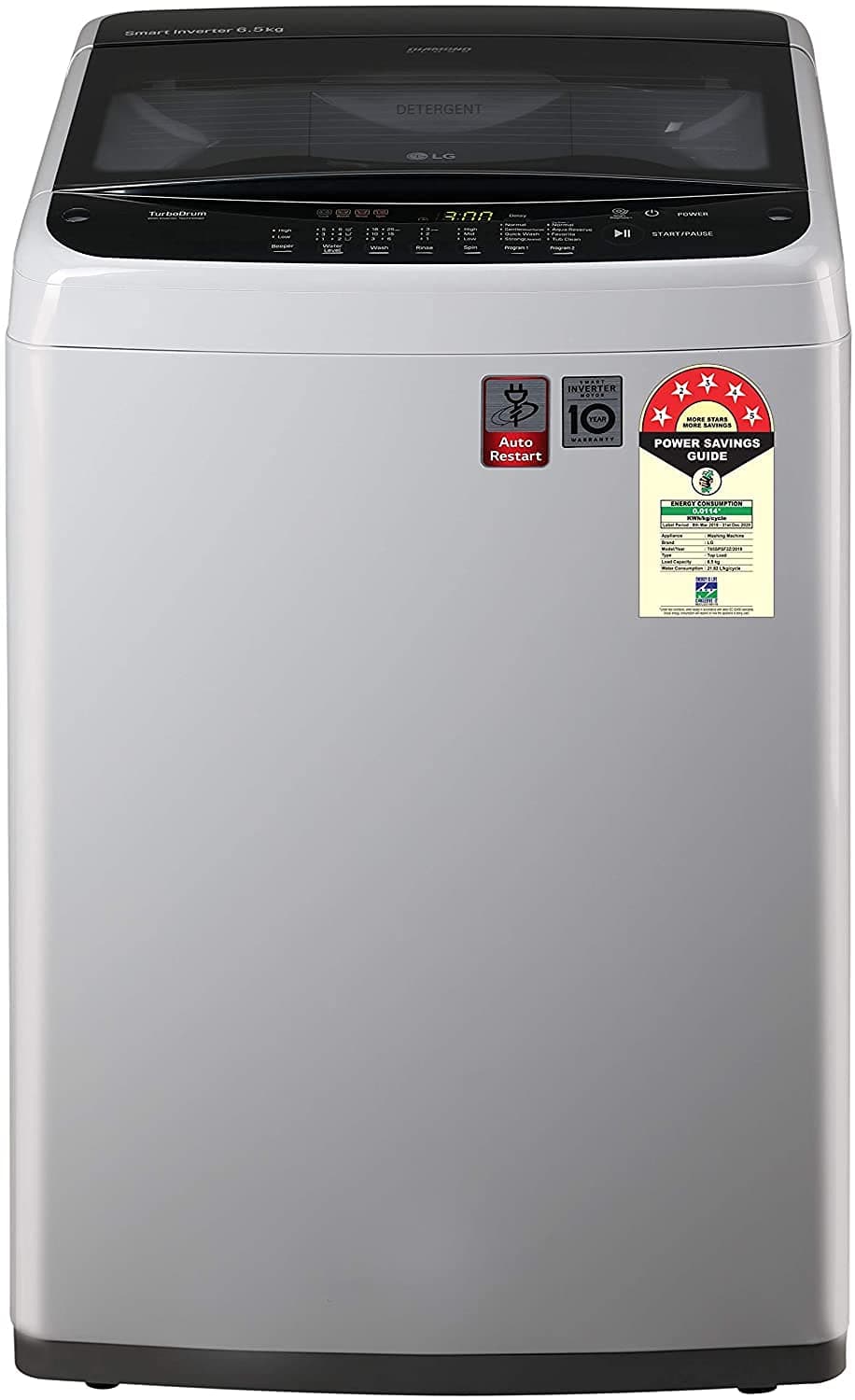 LG WASHING MACHINE T65SPSF1ZA — MIDDLE FREE SILVER