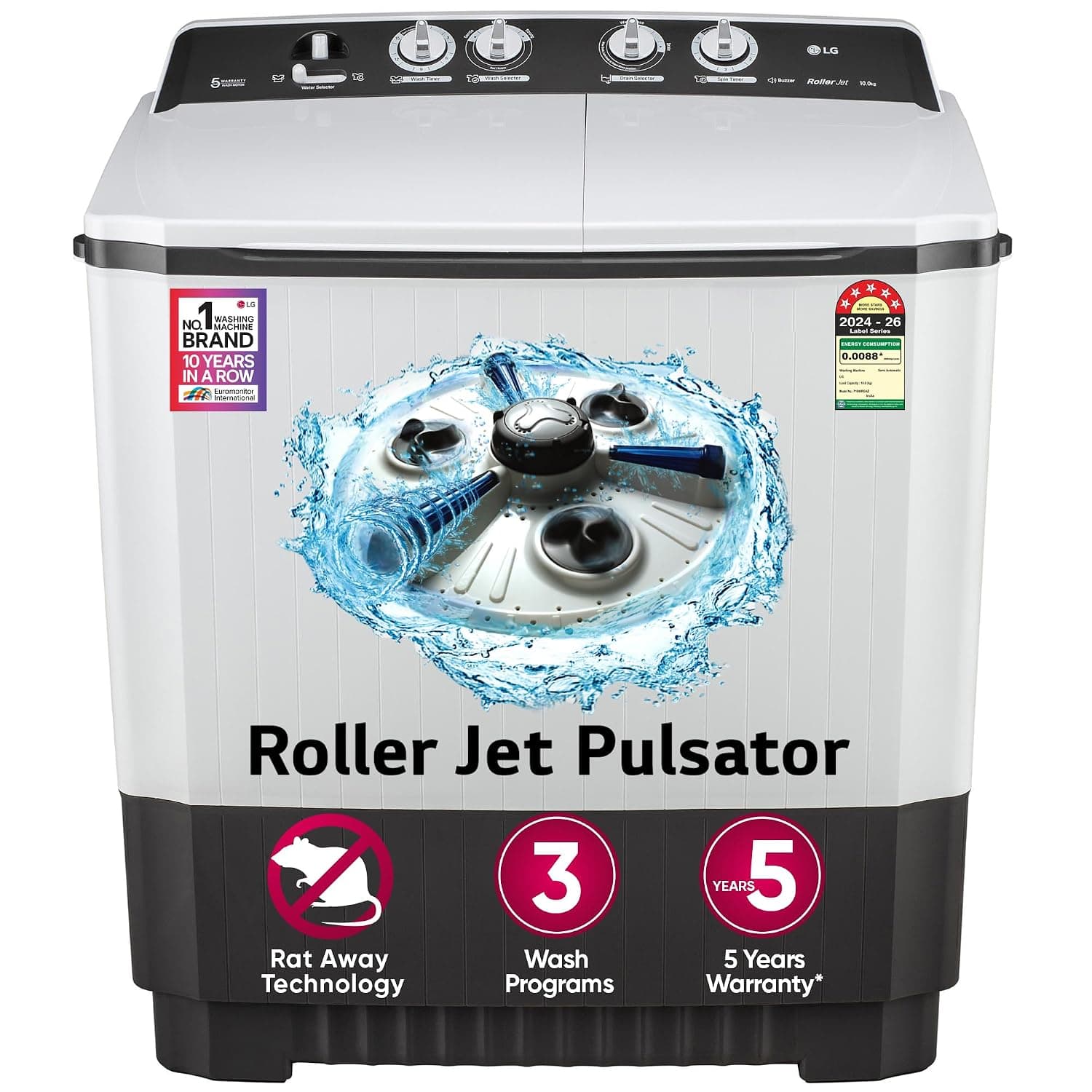 LG WASHING MACHINE P1040RGAZ — DARK GREY